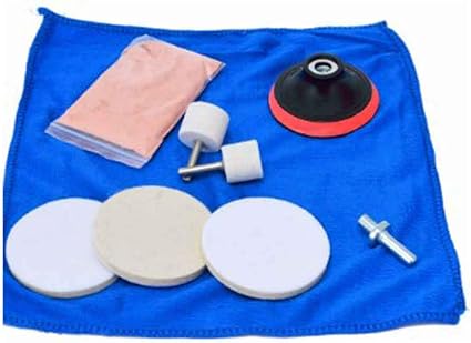 9pcs/Set Glass Polishing Kit,Deep Scratch Remover with Towel Car Polish Pad 70g Cerium Oxide Powder Felt Polishing Wheel