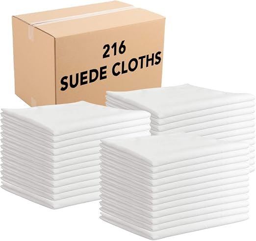 Arkwright Microfiber Suede Glass Cloths - (Case of 216) Absorbent Dish Drying Cloth, Bulk Cleaning Towel Set Perfect for