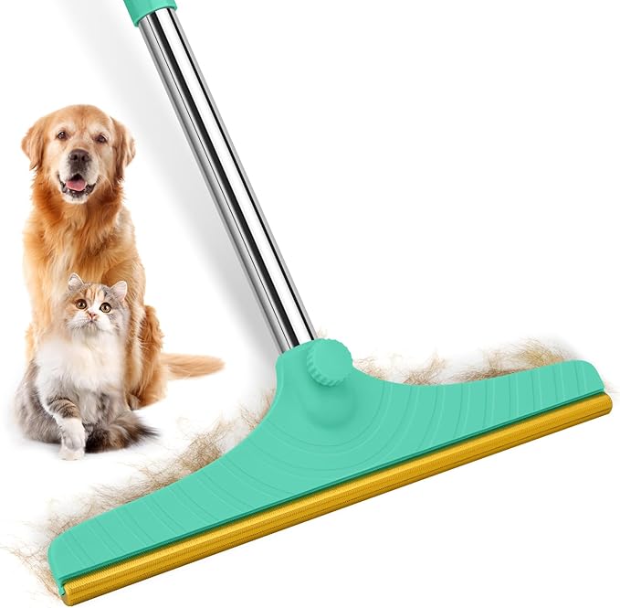 Carpet Rake for Pet Hair Removal - 45" Adjustable Long Handle Carpet Rake, Reusable Pet Hair Removal Tool Kit, Cat Dog Fur Rakes Scraper Carpet Broom for Carpets