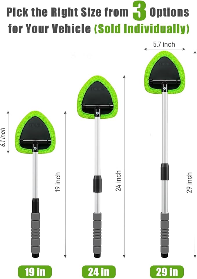 XINDELL 24-inch Windshield Cleaner Tool – Upgrade Large Head Car Interior&Exterior Window Cleaning Kit with Extendable Handle & 4 Microfiber Pads, Auto Wiper Brush for Car, Trucks, SUVs, RVs & Home