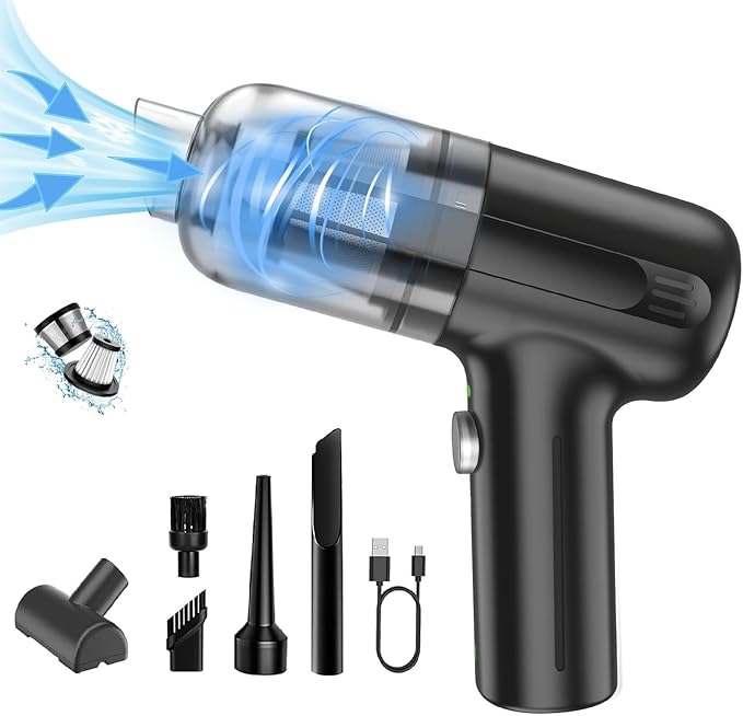 Mini Cordless Car Vacuum, Wireless Handheld Vacuum Cleaner,16000 Kpa Brushless High Power Suction, Portable 3 In 1 Little Vacuum &Air Blower & Pump,Usb-C Charge For Small Space At Car Home&Office