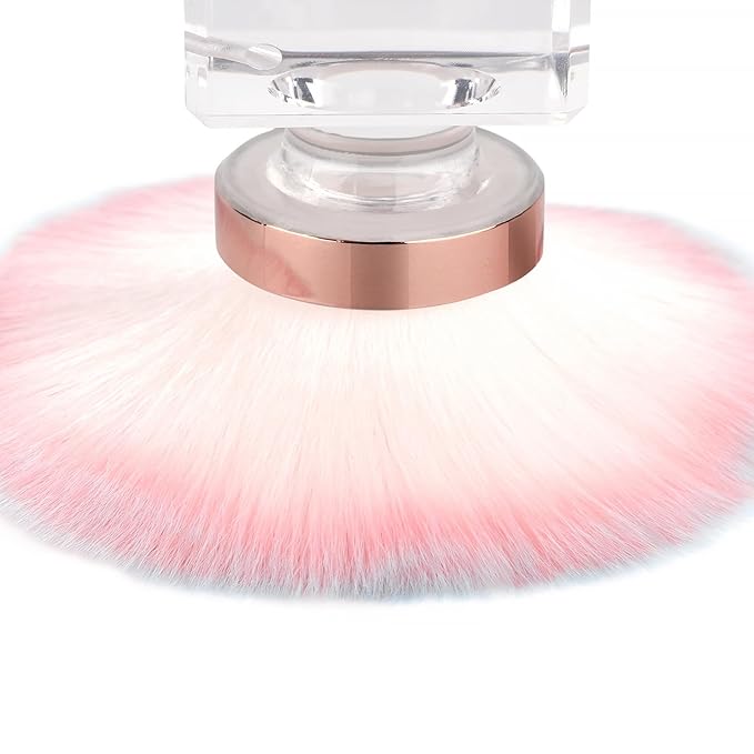 KADS Nail Dust Brush Makeup Brush Flower Shape Crystal Base Nail Cleaning Brush Manicure Pedciure Brush Tool (Pink Flower Shape)