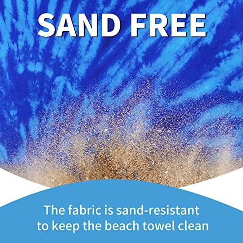 Microfiber Beach Towel Oversized 71x32, Thin, Blue with Bag 2 Pack
