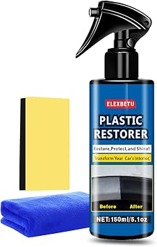 Plastic Trim Restorer for Cars, 150 mL/5.1 fl oz, Faded Black Plastic Care for Interior and Exterior Trim, Natural Matte