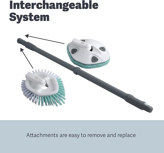 Casabella Tub and Tile Brush with 28 Inch Extendable Handle and Scrubber Pad
