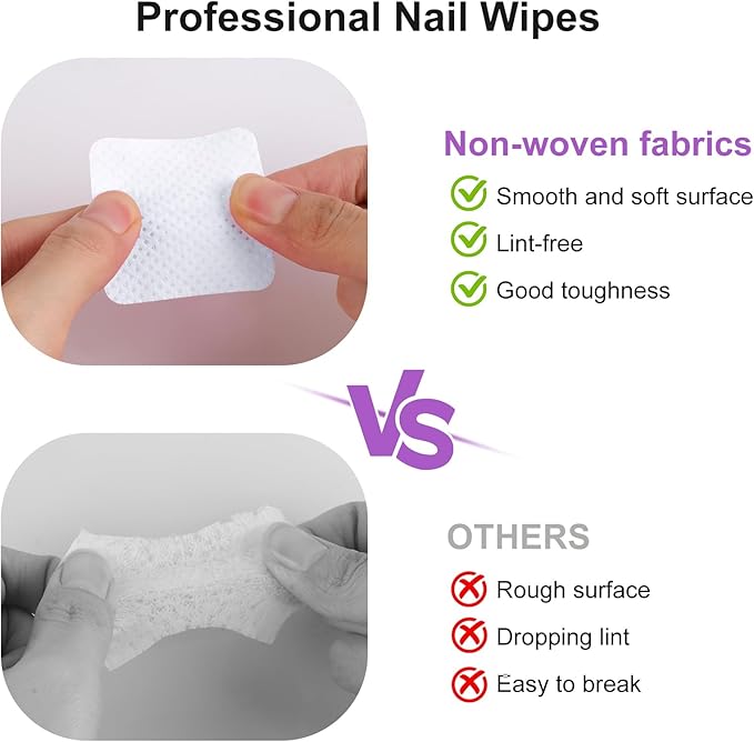 400pcs Lint Free Nail Wipes, 1 Pull-Off Pump-Style Bottle, Super Absorbent Soft Non-Woven,for Fingernail Polish Remover and Eyelash Extension Wipes for Nail Art (White)
