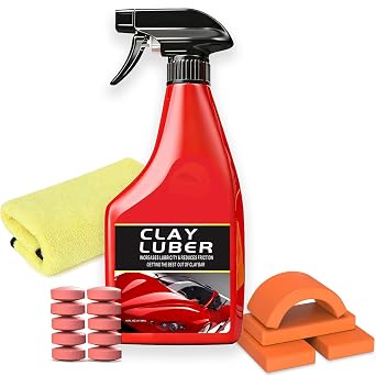 Heavy Duty Auto Detailing Clay Bar Kit with Clay Luber Synthetic Lubricant - 4 Clay Bars, 10 Pack Lubricant Tablets, Spr