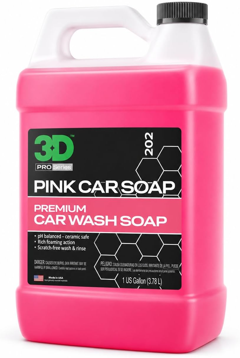 Pink Car Wash Soap, 1 Gallon – High Suds pH Neutral Car Shampoo, Cherry Scent, Safe for Ceramic Coatings, Wax & Sealants, Leaves a High Gloss Finish