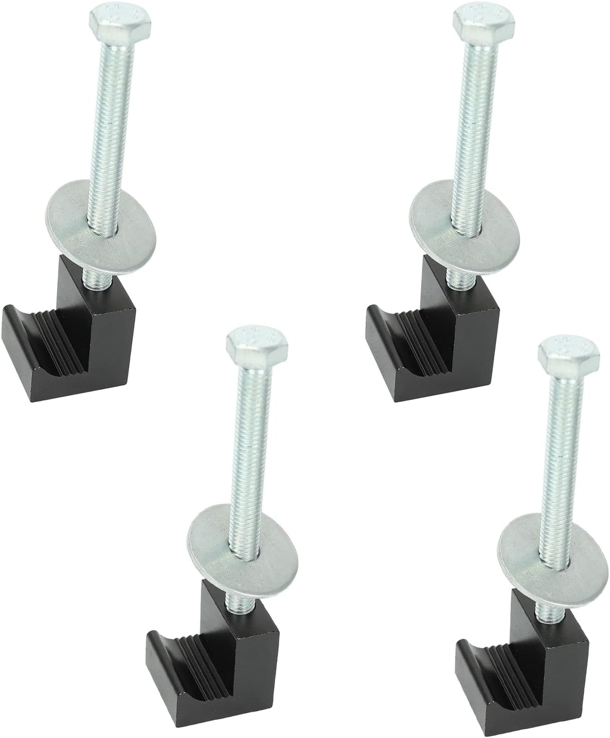 Truck Tool Box Tie Downs Aluminum J Hook Crossover,Easy Mount 4 Pack-Black,Universal Fit Pick Up Truck Tool Box Mounting Kit