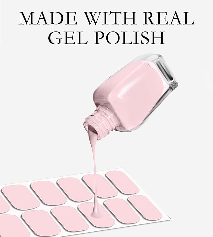 Nail Polish Strips, 32PCS Salon Quality Wraps, Long Lasting Gel Nail Stickers for Women Easy Apply& Remove (Yellow Peach)