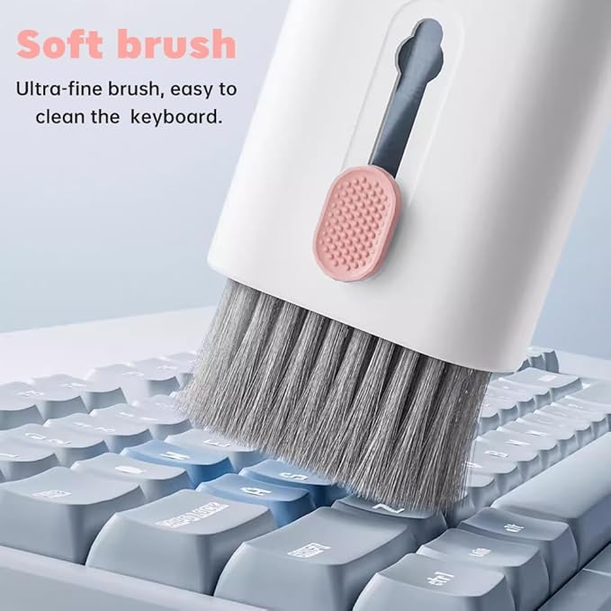 7 in 1 Keyboard Cleaner Laptop Cleaning kit, Electronic Cleaner kit with Key Cap Puller, Computer Cleanings Tools Kit for Tablet,Cell Phones,Earbuds Camera,Lens(Color:Pink)