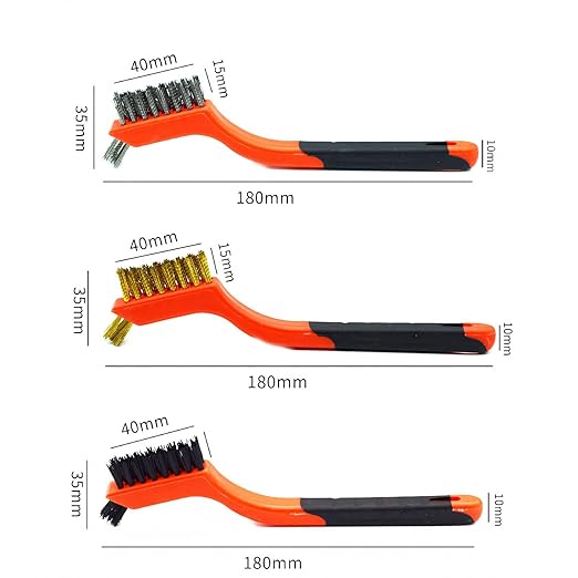 XDMTWLKJ Small Wire Brushes Set for Cleaning Rust Removal in Holes, 3pcs Brass/Stainless Steel/Nylon Brushes