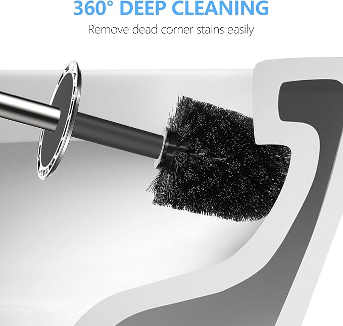 SetSail Toilet Brush, Compact Size Toilet Bowl Brush and Holder Toilet Brushes for Bathroom with Stainless Steel Handle Toilet Cleaner Brush with Durable Scrubbing Bristles, Splash-Proof