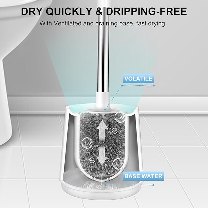 SetSail Toilet Brush 4 Pack Toilet Bowl Brush and Holder Toilet Cleaner Brush with Nylon Bristles Ventilated Toilet Brushes for Bathroom with Holder for Toilet Scrubber Cleaning, Pure White