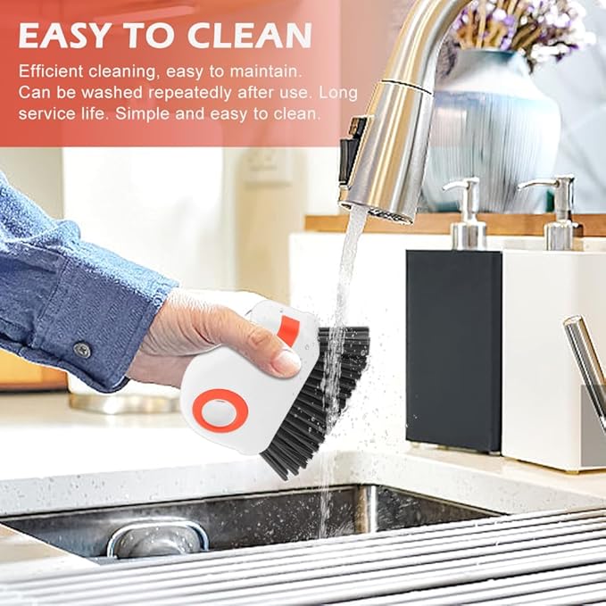 2Pcs 2 in 1 Groove Cleaning Brush, Window Track Cleaning Tools with Hidden Scraper, Multifunctional Hard Bristle Grip Brush for Sliding Door Track, Window Sill