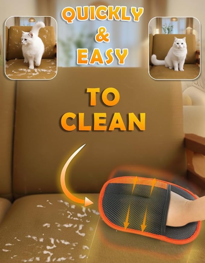 Pet Hair Removal Glove | Soft Grooming Brush for Dogs & Cats | Massage Tool | Easy Hair Removal for Furniture and Clothes | Reusable Pet Hair Remover for Couch, Carpet & Car Seats 1PCS