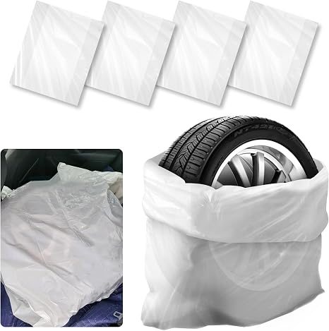 4PCS Extra-Large Tire Covers,Tear-Resistant LDPE Plastic Tire Bags for Storage & Transport Car Tires Wheel,Waterproof Du