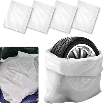 4PCS Extra-Large Tire Covers,Tear-Resistant LDPE Plastic Tire Bags for Storage & Transport Car Tires Wheel,Waterproof Du