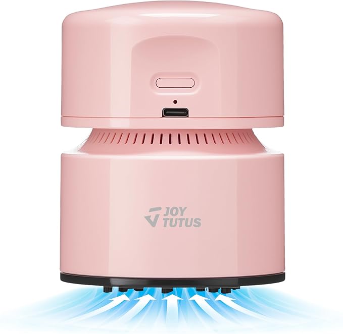 JOYTUTUS Mini Vacuum Cleaner Desk Vacuum Portable Cordless 360º Rotatable Handheld Vacuum 2 Suction Modes USB for Car/Home/Pet Hair/Office/Desk/Keyboards Pink