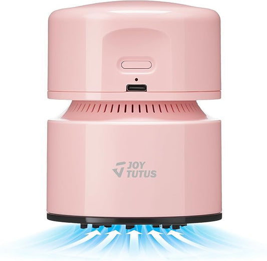 JOYTUTUS Mini Vacuum Cleaner Desk Vacuum Portable Cordless 360º Rotatable Handheld Vacuum 2 Suction Modes USB for Car/Home/Pet Hair/Office/Desk/Keyboards Pink