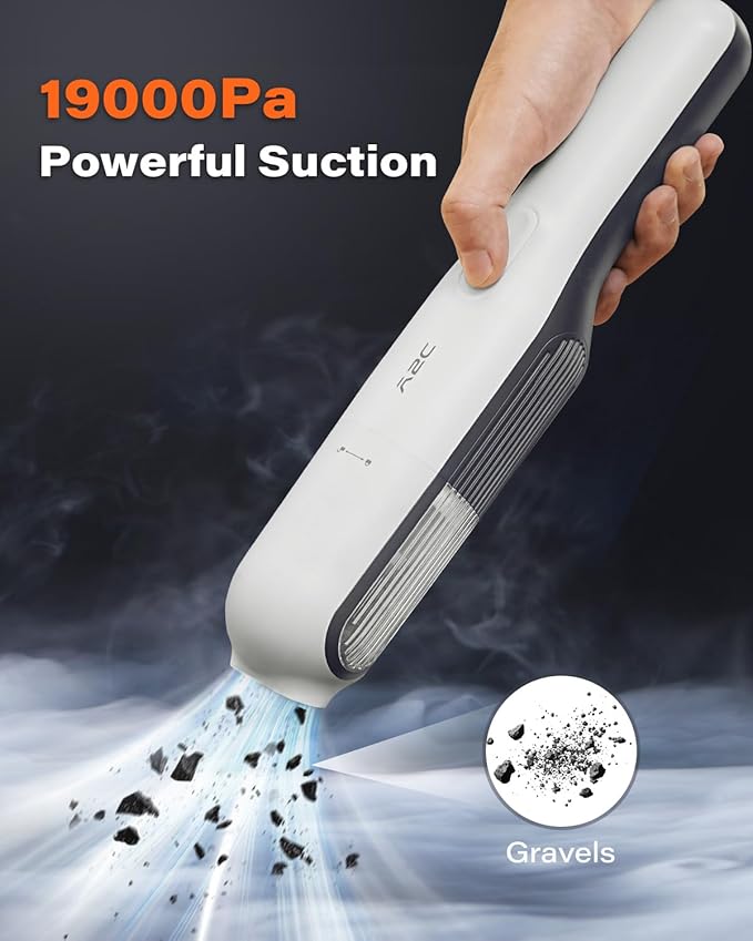 A2C Handheld Vacuum Cordless with 19000Pa Strong Suction, Mini Car Vacuum Cleaner with HEPA Filter, 2 Suction Modes, Multi-Nozzles, Portable Vacuum Cleaner for Home, Car, Office, Keyboards