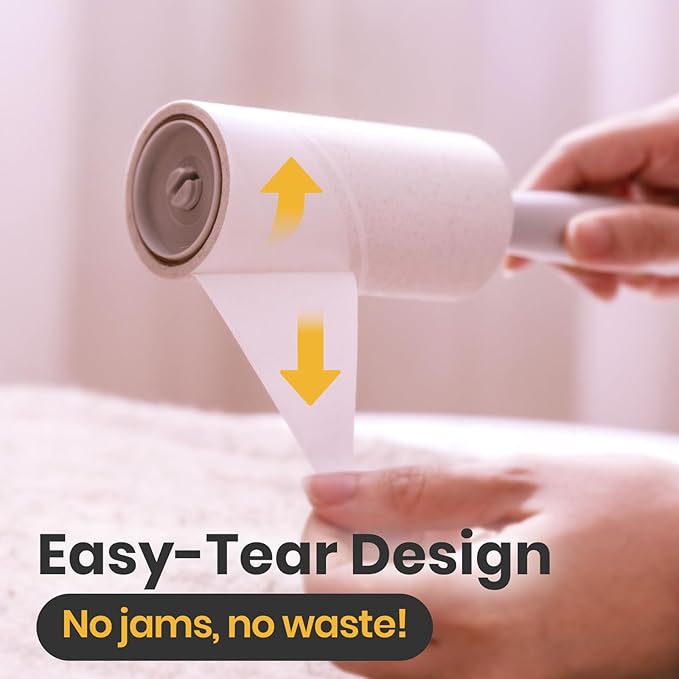 DELOMO Extra Sticky Lint Roller for Pet Hair, 600 Sheets Mega Pack (2 Rollers+ 4 Refills), Pet Hair Remover for Clothes, Couch, Furniture, Bedding, Car Seats - Easy Peel Design for Dog Cat Owners