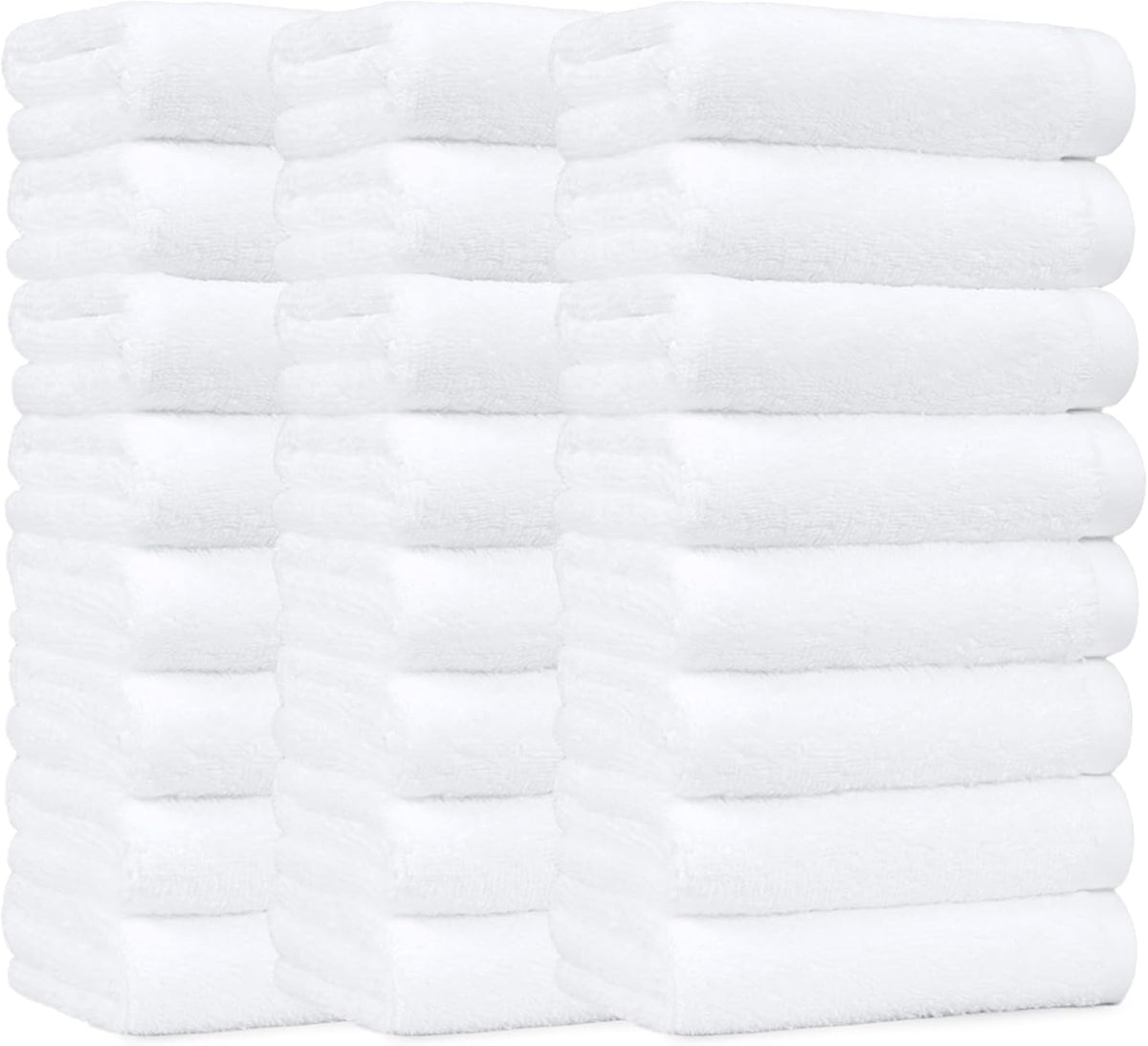 Soft and Thick Cotton Hand Towels for Gym, Quick Drying, 16 x 26 in, White, 24-Pack