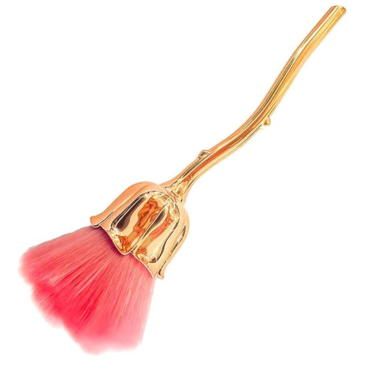 1pc Nail Dust Brush for Acrylic Nails, Red Rose-Shape Soft Brush Nail Art Dust Powder Remover Blush Makeup Brushes Manicure Brush Clean Up Tools Nail Art Brush (Gold)