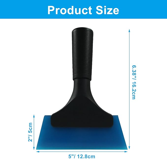 Hordion 2 Pcs Small Squeegee 5 Inch, Rubber Blade Window Tint Squeegee Mini Wiper for Car Windshield Mirror Shower Auto Cleaning, Blue