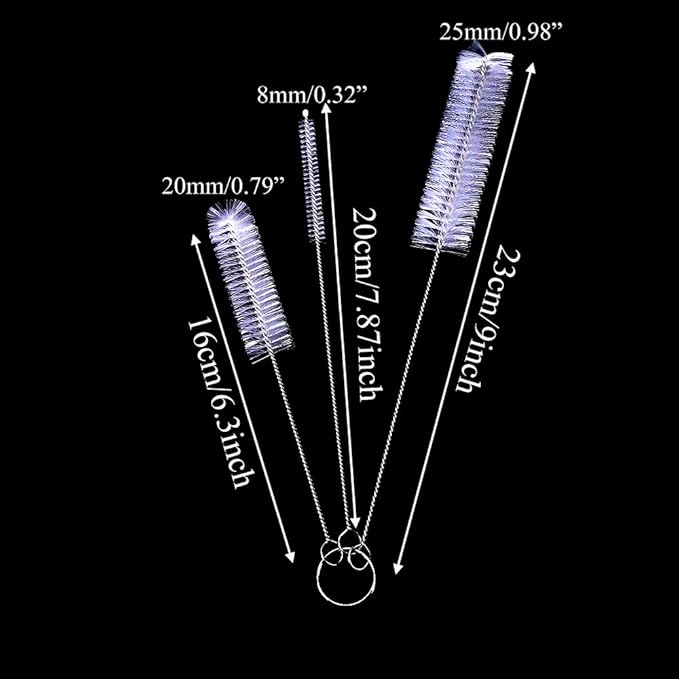 DECORA Drinking Straws Cleaning Brushes Nylon Pipe Cleaner Brush Kits for Multiple Size Straws Pack of 3