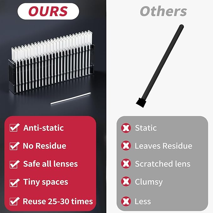 ESD Professional Stainless Steel Gel Swab Sticks for Cleaning Camera Lenses, sensors, PCB, SMT, semiconductors and Particularly Sensitive Electronics. (Red-100Packs, Electrostatic adsorption)