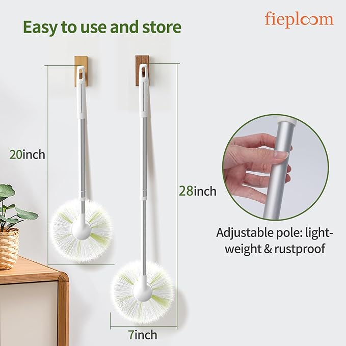Tub Tile Scrubber Brush with 28" Extendable Pole, 2 Pcs Non-Scratch Soft Tub Brush Mop, Bathroom Brush with Long Handle for Bathtub Shower Sink Basin Tile Wall