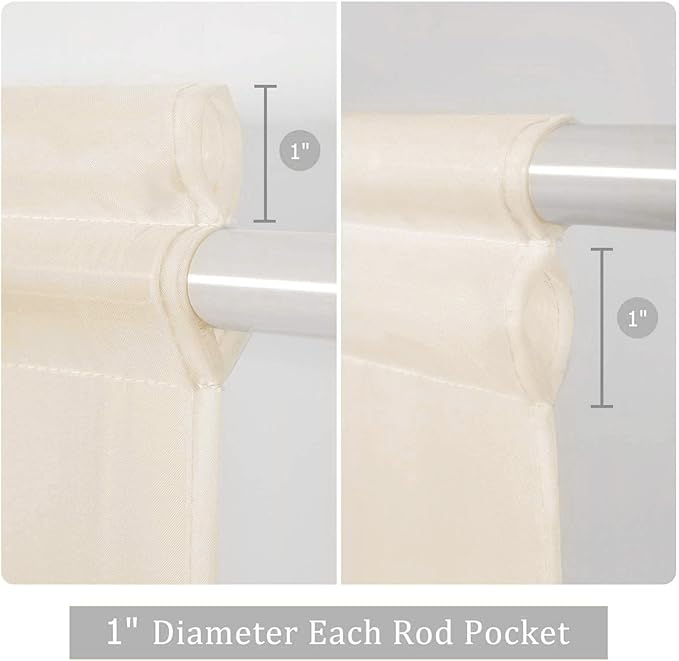 MIULEE 2 Panels Sidelight Curtains for French Door Sheer Panels Light Filtering Window Treatment for Narrow Door 25 x 72 Inches with Tieback, Cream Beige