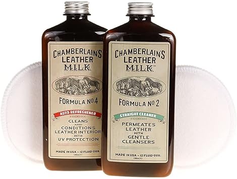 Leather Milk Auto Leather Cleaner & Conditioner Kit (2 Formula Car Detailing Set) - Straight Cleaner No. 2 + Auto Refres