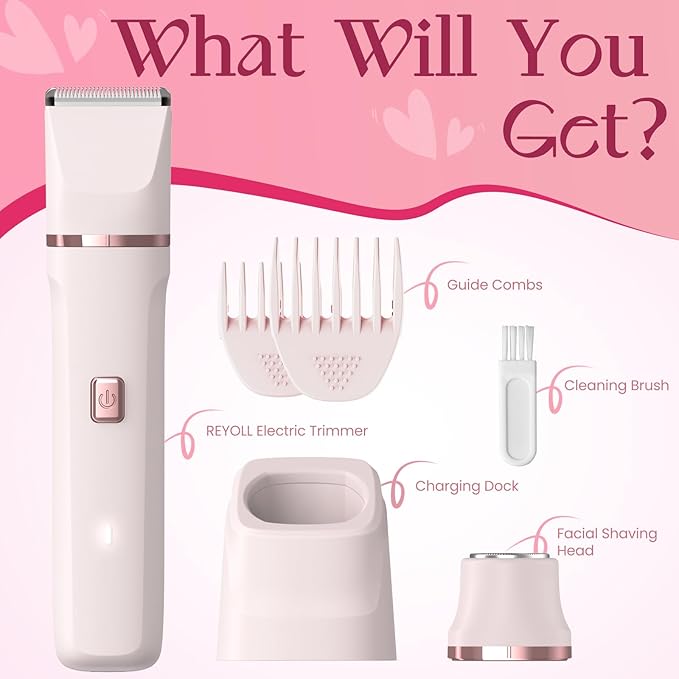 Risina Bikini Trimmer for Women - Painless Electric Razors for Silk Skin,Cordless Body Shaver with Ceramic Blade, Replaceable Lady Razor, IPX7 Waterproof & Easy Cleaning, Birthday Gifts for Women