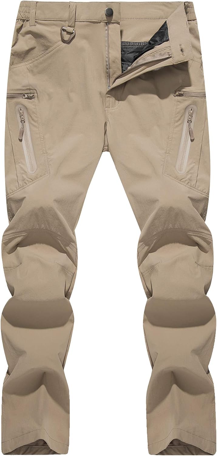 Men's Lightweight Hiking Tactical Pants Waterproof Quick Dry Cargo Work Rain Outdoor Pants 8 Pockets