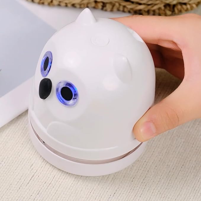 Mini Crumb Vacuum Cleaner Owl Tabletop Crumb Sweeper Vacuum USB Recharging Craft Desk Vacuum Cleaner for Glitter Paper Scraps Eraser Crumbs Pencil Shavings Cookie Crumbs