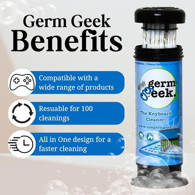 Germ Geek Keyboard Cleaning Brush Set - Multi-Purpose Electronics Cleaner for Laptop, Phone & AirPods - USA Made Premium Cleaning Kit - Universal Computer Cleaning Tool - Refill