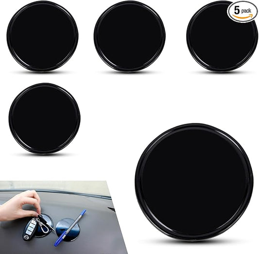 5PCS Sticky Gel Pads, Removable Silicone Anti-Slip Pad, Multi Function Car Dashboard Gel Mat, Round Non Slip Magic Sticky Pads for Rugs, Glass, Mirrors, Tile, Cell Phone