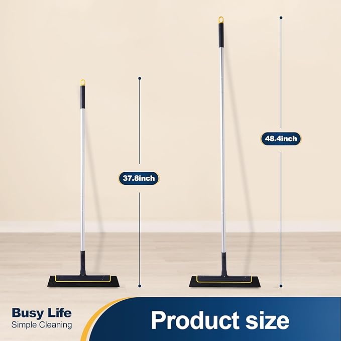 Yocada Floor Squeegee Broom EVA Foam Blade Aluminum Pole for Shower Bathroom Kitchen Home Tile Pet Hair Fur Floor Marble Glass Window Water Foam Cleaning Long Adjustable Removable Handle Anti Static