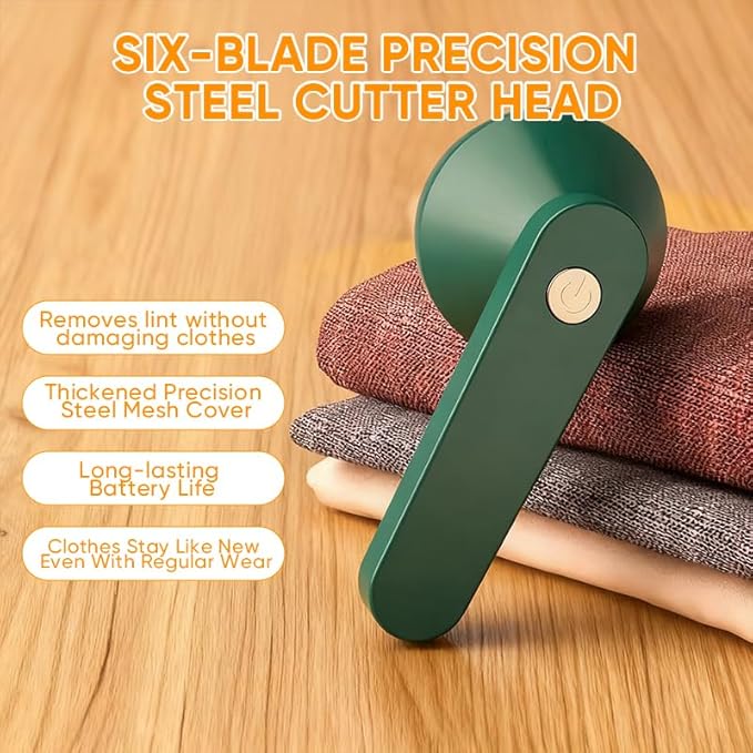 Saker Lint Remover 2026 Plus| Electric Fabric Shaver for Clothing | Type-C Fast Rechargeable Lint Remover Sweater Shaver for Pilling Clothes,Fuzz Fabric,Blankets,Home Decor (Dark Green)