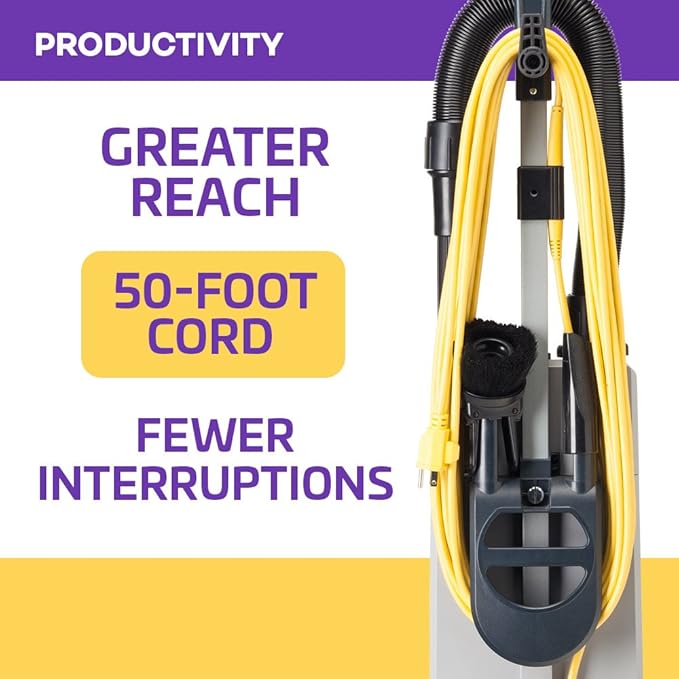 ProForce 1200XP Commercial Vacuum Cleaner Heavy Duty 12 Inch Dual Motor Bagged ProLevel Filtration & HEPA Media - For Industrial Hospitality Residences Hotels Office Buildings Retail Spaces CRI Silver