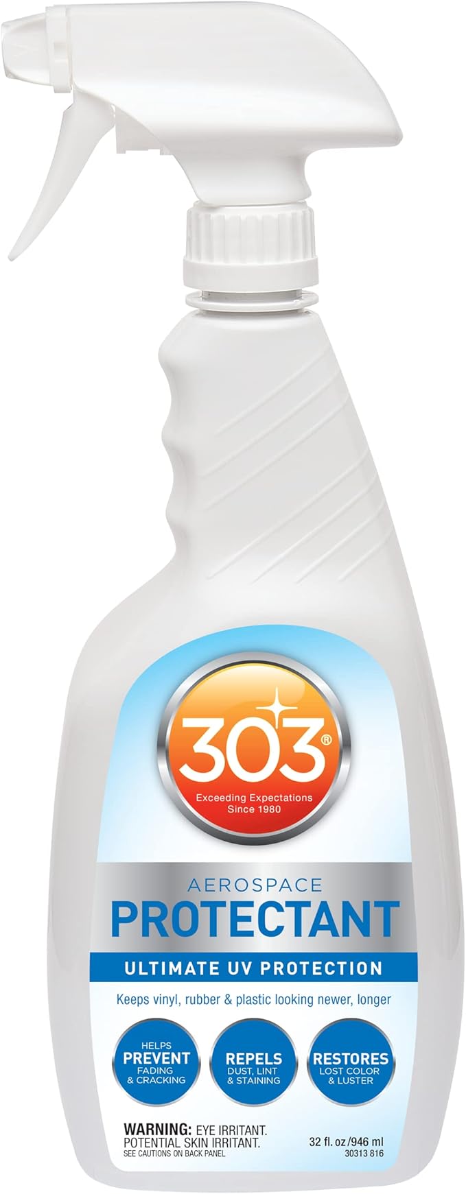 303 Products Aerospace Protectant Spray, UV Protection for Outdoor Surfaces – Protects Vinyl, Plastic & Rubber, Repels Dust & Dirt, Matte Finish, 32 oz