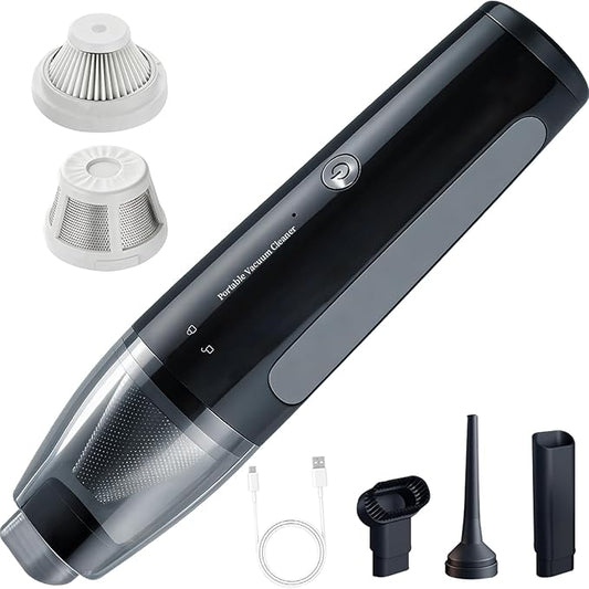 Car Vacuum, Handheld Vacuum Cordless 22000Pa Suction with 2 Suction Modes, 2-in-1 Portable Mini Car Vacuum Cleaner Cordless Vacuum Rechargeable Type-C Charge for Car, Office Desk, Keyboards（Black)
