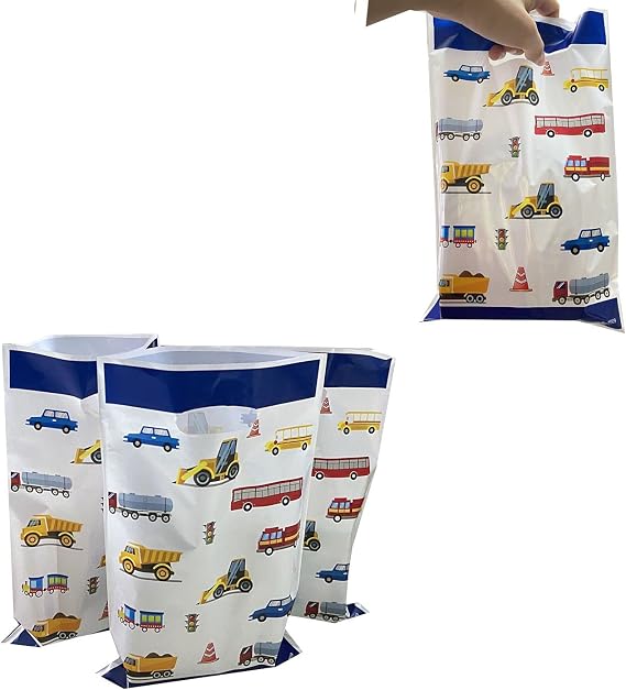 LYT 30PCS Construction Gift Bags - Treat Candy and Goodie Bags for Kids Cars Themed Party Decoration - Truck Car Theme