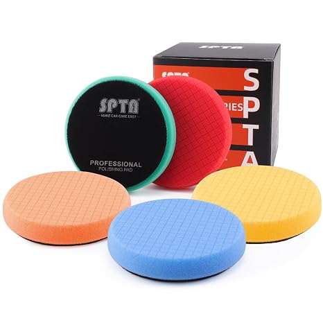 Askshy SPTA Kit per Lucidatrici Auto, 5Pcs 150mm Tamponi Tampone Kit di lucidatura per ceretta lucidatura Spugna Lucidat