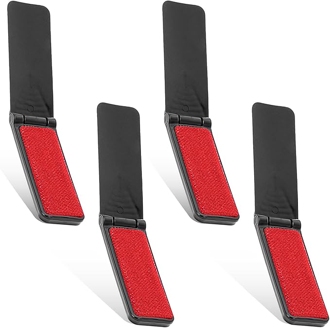 Foldable Lint Brush for Clothes, 4 Pcs Portable Travel Size Lint Remover Brush Reusable Mini Compact Lint Removal Tool for Furniture Couch Sofa Pet Hair Fabric Fluff Dust Removal (Black)