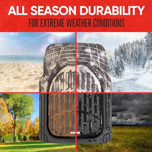 FlexTough Floor Mats for Cars, Black Deep Dish All-Weather Car Mats, Waterproof Trim-to Fit Automotive Floor Mats for Cars Trucks SUV, Universal Floor Liner Car Accessories