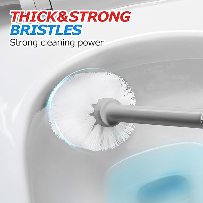 FORASTO 2 in 1 Toilet Plunger and Brush Set,Extended Handle Plunger,Toilet Bowl Brush Plunger Set,Bathroom Cleaning Tools,Cleaning Brush,Toilet Brush Plunger Combo,Charcoal Gray（20.8inch）