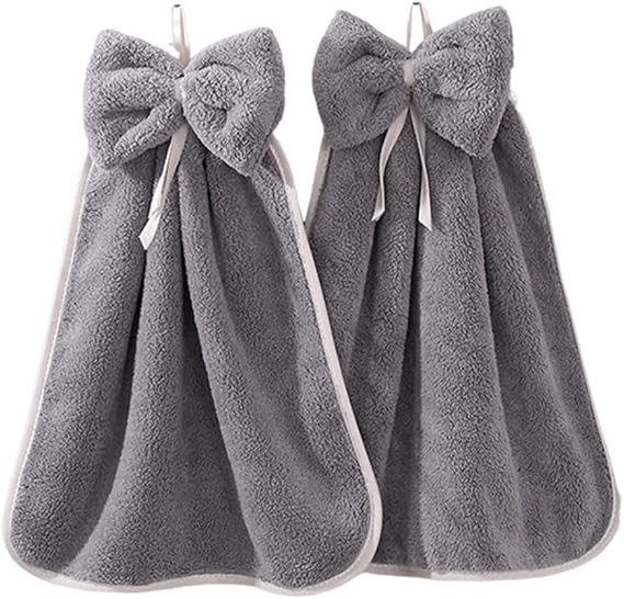 Katutude 2 Pack Kitchen Hanging Towels with Loop Super Absorbent Fingertip Towel Soft Microfiber Hanging Hand Towels Kit
